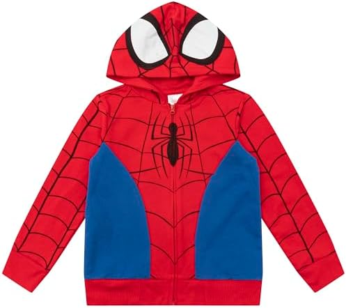 Marvel Spider-Man Boys Zip-Up Fleece Hoodie for Toddlers Cool Action