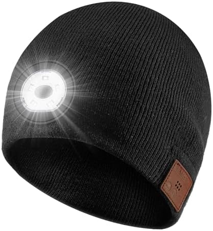 Mood Pie Bluetooth Beanie with Light Music Headlamp Built-in Speaker Mic