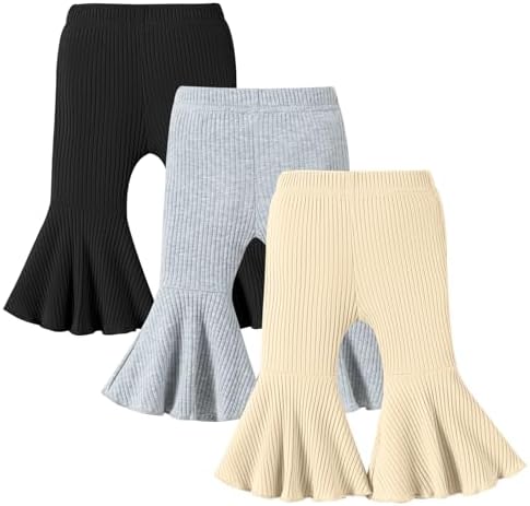 DREAM BUS 3 Pack Baby Girl Flare Pants with Bell Bottoms