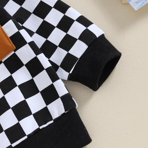 Fall Winter Toddler Baby Checkered Sweatsuit