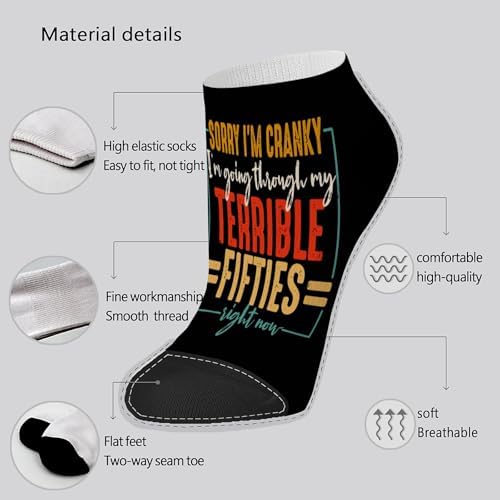 Funny 50s-Themed No-Show Socks for Men