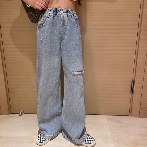 Ripped Wide Leg Jean for Toddler Girls Soft and Comfy Distressed Design