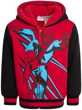 Marvel Boys Zip-Up Hoodie - Avengers Spider-Man Fleece Sweatshirt 3T-7