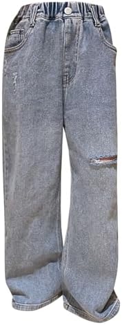 Ripped Wide Leg Jean for Toddler Girls Soft and Comfy Distressed Design