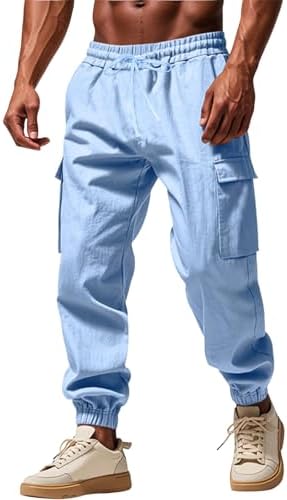 Mens Elastic Waist Cargo Pants
