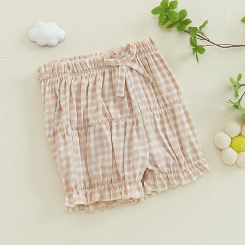 Aiwpstoin Toddler Girls Ruffled Plaid Shorts