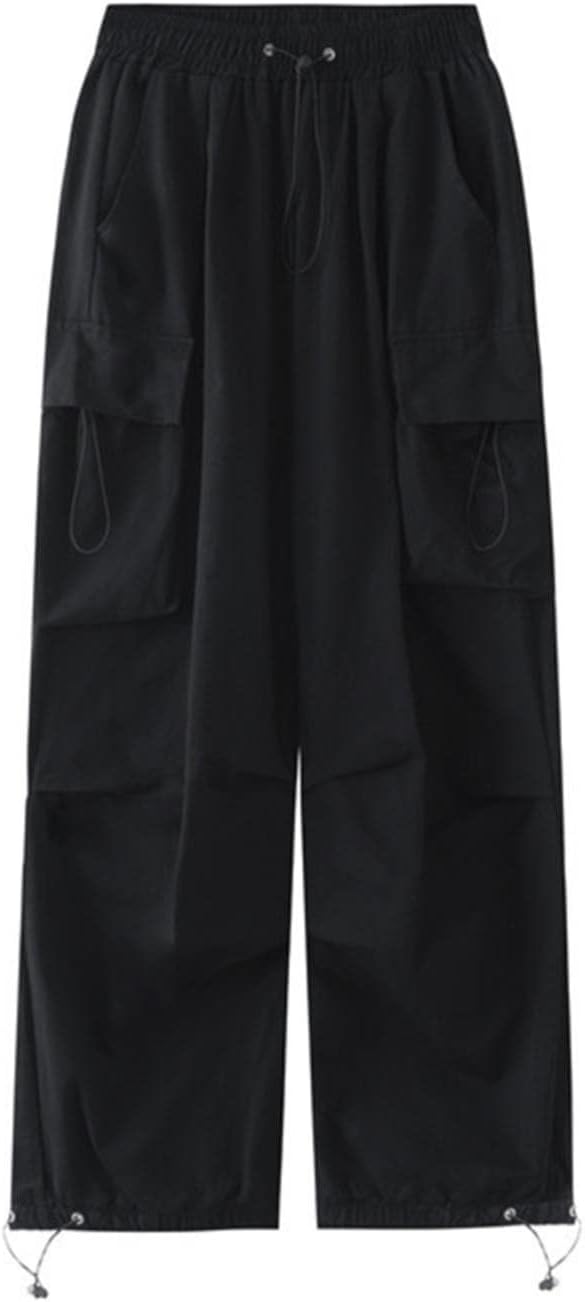 High Waist Women Cargo Pants Plus Size Wide Leg Drawstring