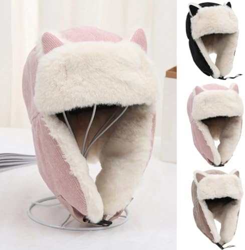 Winter Trapper Hat with Earflaps and Goggles for Men Women