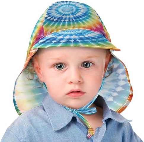 Adjustable Rainbow Tie Dye Baby Sun Hat UPF 50
