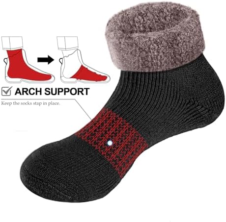 YUEDGE 2-Pair Fuzzy Non-Slip Mens Thermal Socks