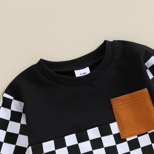 Fall Winter Toddler Baby Checkered Sweatsuit