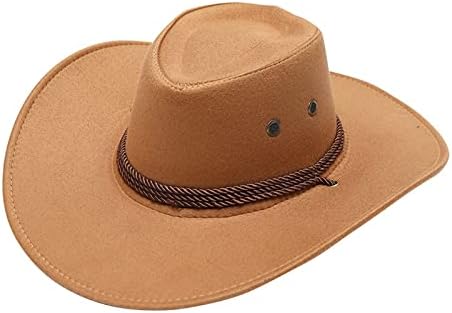 Women Men Classic Felt Western Cowboy Cowgirl Hat with Belt Buckle