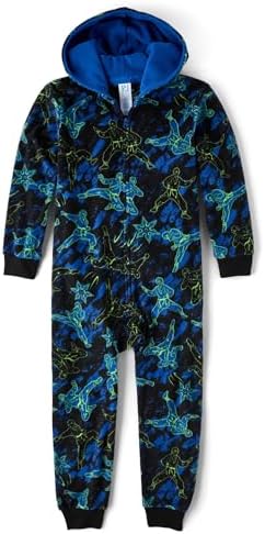 The Childrens Place Boys Fleece Hooded One Piece Pajamas