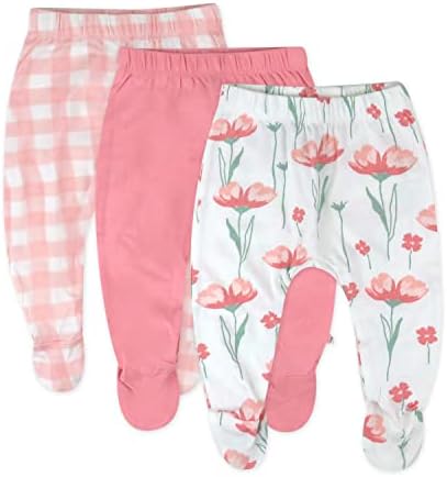 HonestBaby 3-Pack Organic Cotton Footed Pants Roomy Unlimited Play