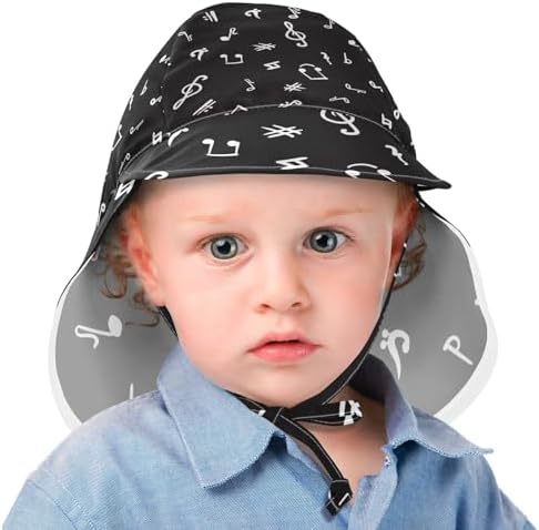 Toddler Sun Hat Musical Notes Black White