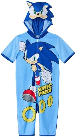 Sonic The Hedgehog Kids Onesie Pajamas - Zip Up Hooded Blanket Sleeper