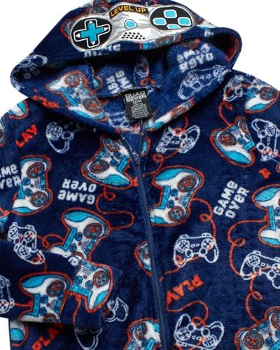 Boys Plush Fleece One-Piece Pajamas with 3D Character Hood