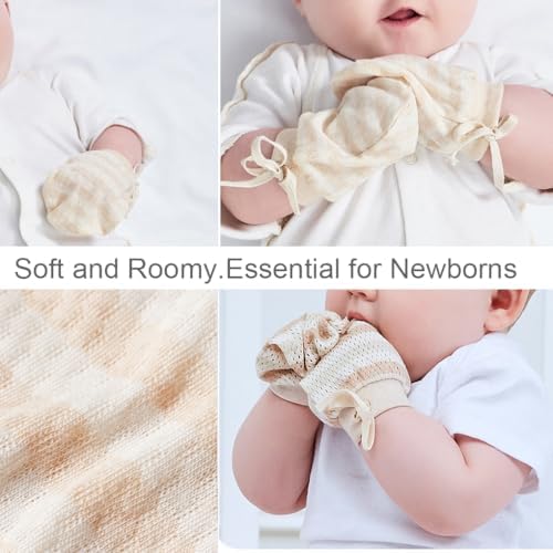MOMSMENU Newborn Mittens 3 Pack Organic Cotton No Scratch