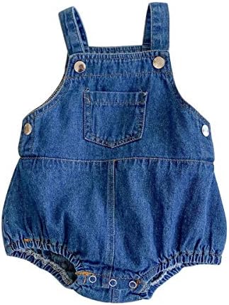 HOOLCHEAN Baby Boys and Girls Denim Bodysuit with Straps