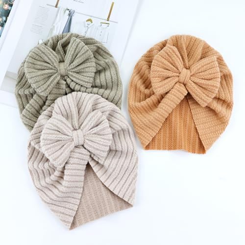 8-Piece Baby Turban Hats with Big Bow for Girls Boys