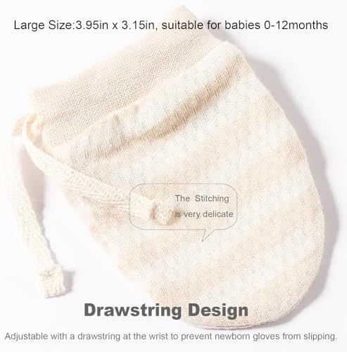 MOMSMENU Newborn Mittens 3 Pack Organic Cotton No Scratch