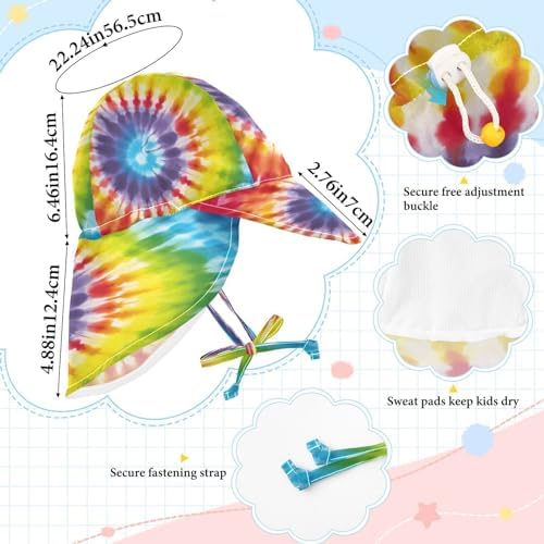 Emelivor Tiedye Rainbow Baby Sun Hat UPF 50