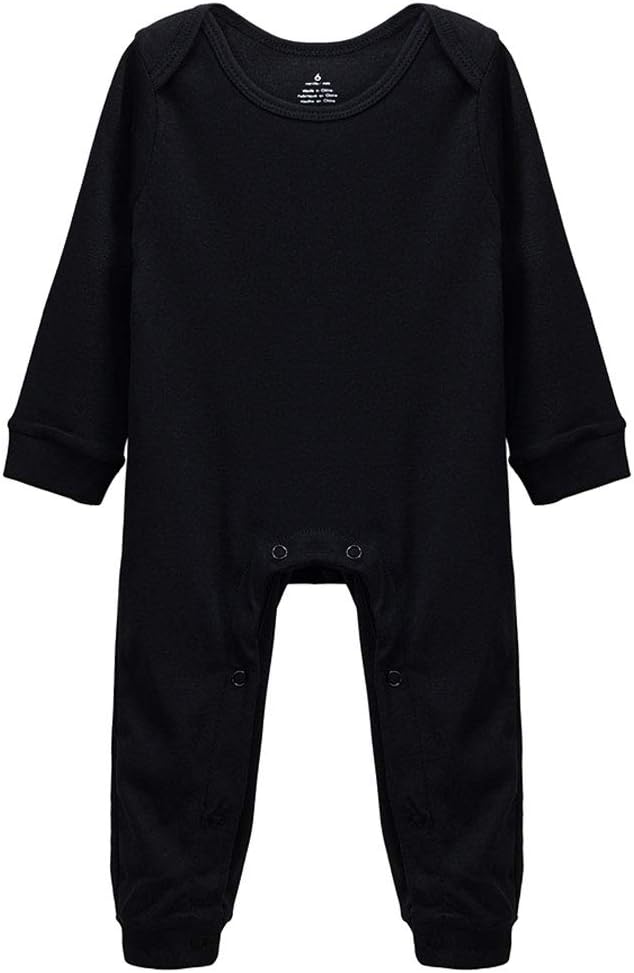 Long Sleeve Solid Baby Cotton Extender Bodysuit Black 0-3 Months