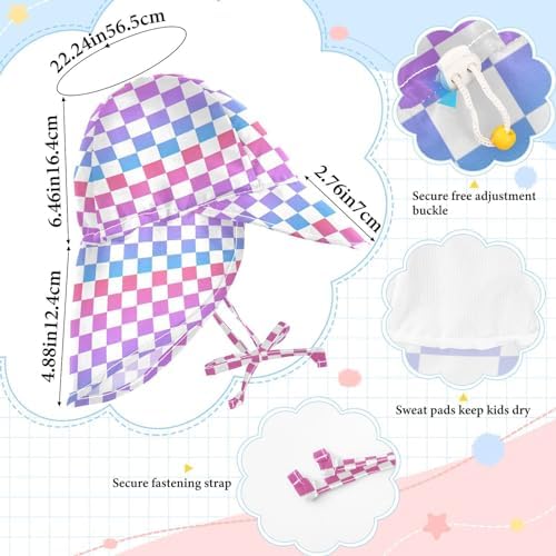 Gradient Red Blue Checkered Plaid Toddler Hat