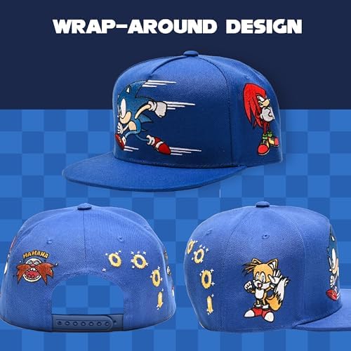 Concept One Mens Sonic The Hedgehog Extreme Pro Adjustable Flat-Brim Cap