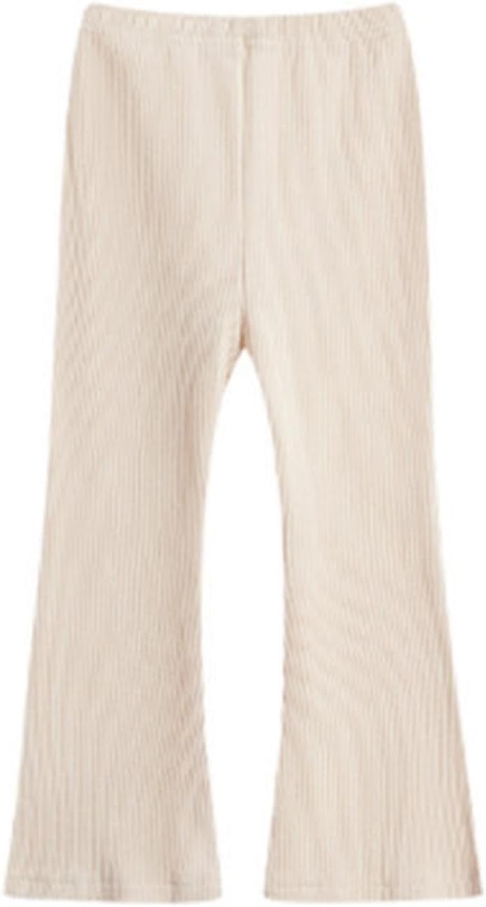 Comfortable Toned Toddler Girls Flared Pants Wide Leg Ribbed Trousers