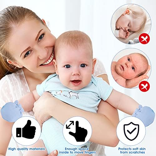 Lusofie 9 Pairs Cotton Baby Mittens for 0-6 Months