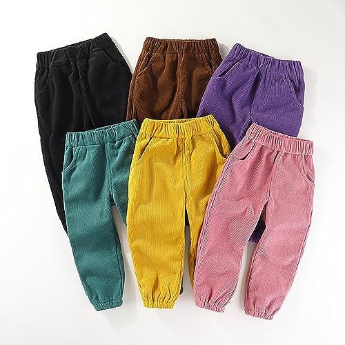 Thermal Fleece Lined Pants for Toddlers Girls Elastic Waistband Bottoms