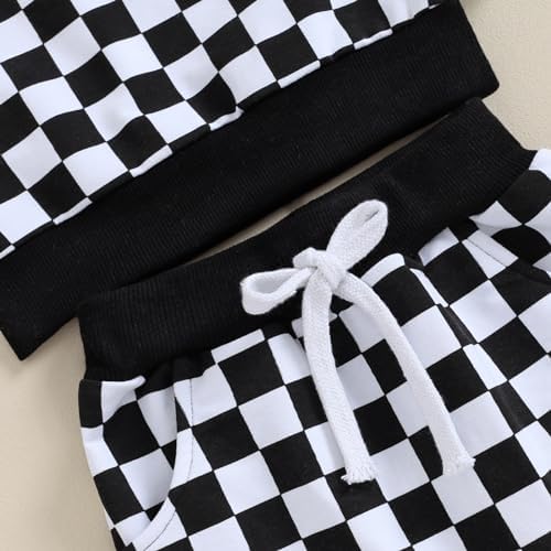 Fall Winter Toddler Baby Checkered Sweatsuit