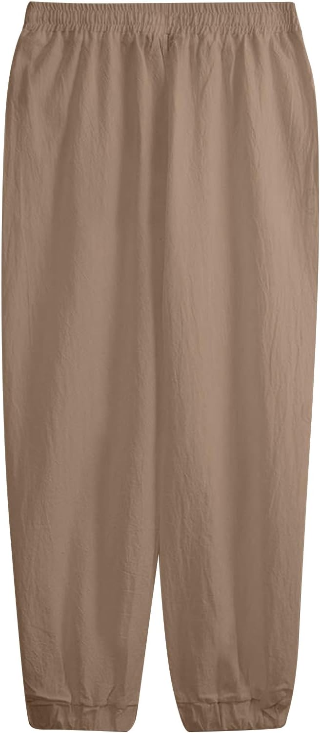 Elastic Waist Linen Pants for Men