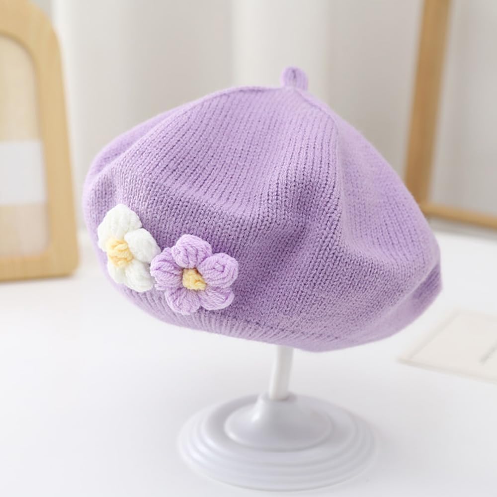 ACFUN Little Girls Beret Knit for Kids Toddler Trendy Cozy Fashion