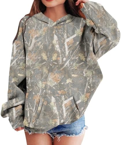Camo Fleece Pullover for Kids with a Maple Leaf Print