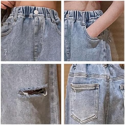 Ripped Wide Leg Jean for Toddler Girls Soft and Comfy Distressed Design