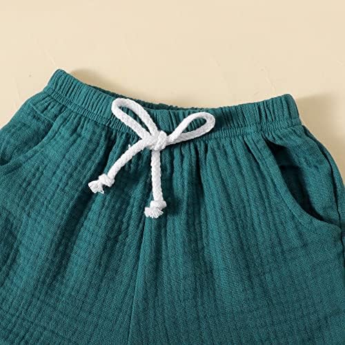 MABABY Toddler Boys 2PCS Cotton Gauze Short Set