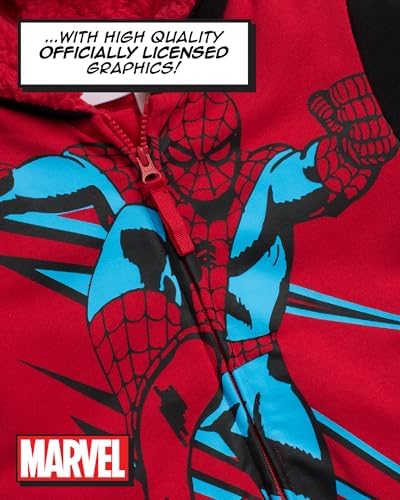 Marvel Boys Zip-Up Hoodie - Avengers Spider-Man Fleece Sweatshirt 3T-7