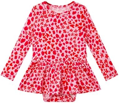EASWEET Baby Girl Bodysuit Dress - Bamboo Viscose Long Sleeve Romper for Infants