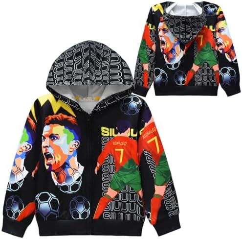 Kids Boys Zipper Hoodie Pullover Sports Star Cartoon 5-13Y