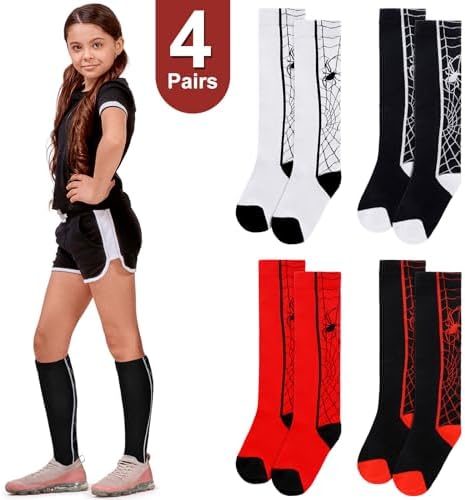 Cutecrop Halloween Spider Socks for Kids 4 Pairs 1
