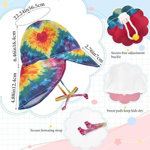 Emelivor Tie Dye Heart Baby Sun Hat 50 UPF Protection