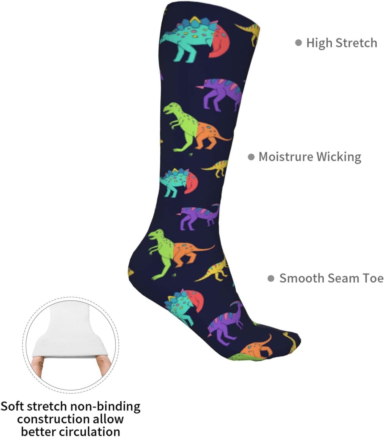 Sketch Dinosaur Knee High Kids Soccer Socks