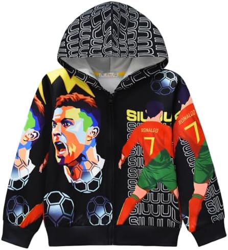 Kids Boys Zipper Hoodie Pullover Sports Star Cartoon 5-13Y
