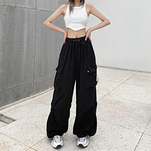 High Waist Women Cargo Pants Plus Size Wide Leg Drawstring