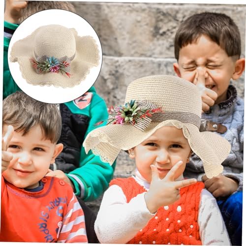 LIFKOME Boys and Girls Straw Hat Soft Breathable UV-Protective