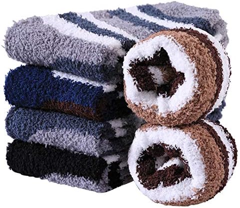 FNOVCOFuzzy Socks for Men Soft Cozy Winter Slipper Socks