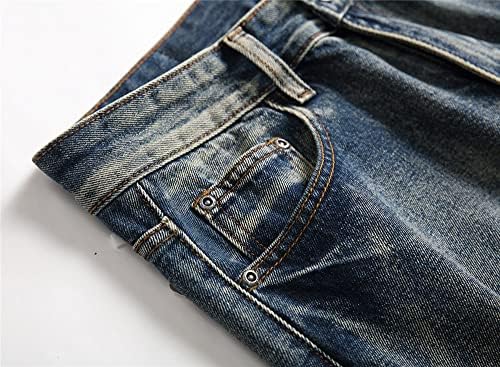 AITITIA Mens Ripped Regular Fit Jeans Statement