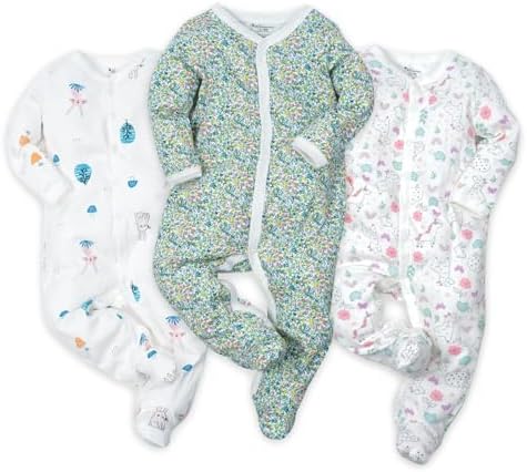 babies girls cotton footies multi pack long sleeve one-piece jumpsuit